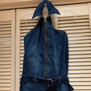 New! Younique Jeans Halter Dress, Size Large